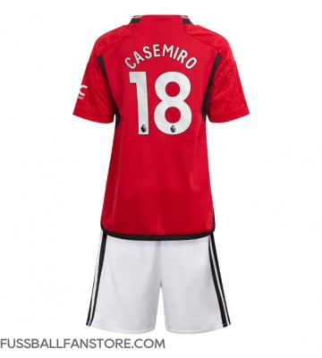 Manchester United Casemiro #18 Replik Heimtrikot Kinder 2023-24 Kurzarm (+ Kurze Hosen)